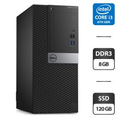 Комп'ютер Dell OptiPlex 3040 Tower / Intel Core i3-6100 (2 (4) ядра по 3.7 GHz) / 8 GB DDR3 / 120 GB SSD / Intel HD Graphics 530 / HDMI / Windows 10 Pro