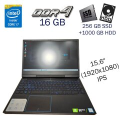 Игровой ноутбук Б-класс Dell G5 15 5590 / 15.6" (1920x1080) IPS / Intel Core i7-9750H (6 (12) ядер по 2.6 - 4.5 GHz) / 16 GB DDR4 / 256 GB SSD+1000 GB HDD / nVidia GeForce GTX 1660 Ti, 6 GB GDDR6, 192-bit / WebCam