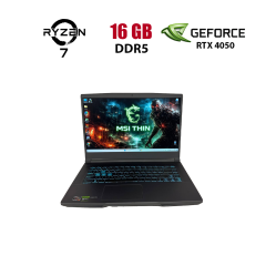 Ігровий ноутбук Б-клас MSI Thin A15 B7VE / 15.6" (1920x1080) IPS / AMD Ryzen 7 7735HS (8 (16) ядер по 3.2&nbsp;- 4.75&nbsp;GHz) / 16 GB DDR5 / 512 GB SSD NVMe / nVidia GeForce RTX 4050, 6 GB GDDR6, 96-bit / WebCam