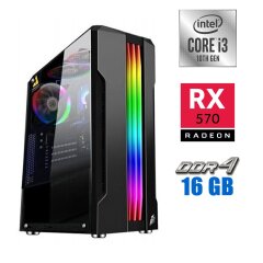 Игровой ПК Tower NEW / Intel Core i3-10100F (4 (8) ядра по 3.6 - 4.3 GHz) NEW / 16 GB DDR4 NEW / 240 GB SSD NEW / AMD Radeon RX 570, 8 GB GDDR5, 256-bit / 500W NEW