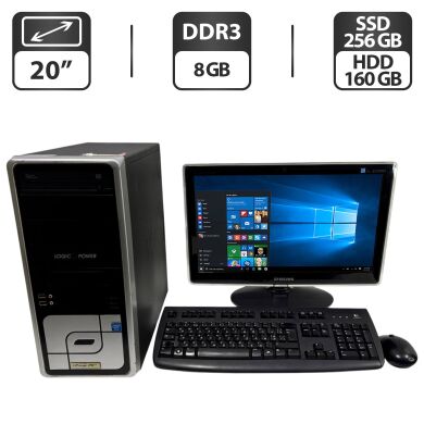 Комплект ПК: LogicPower DQ67EP Tower / Intel Core i5-2500S (4 ядра по 2.7 - 3.7 GHz) / 8 GB DDR3 / 256 GB SSD + 160 GB HDD / Intel HD Graphics 2000 + Монітор Samsung SyncMaster P2070 / 20" (1600x900) TN + Кабелі, клавіатура, мишка