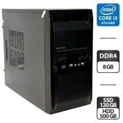 Комп'ютер Chieftec Libra Black (LT-01B-350GPB) Tower / Intel Core i5-6500 (4 ядра по 3.2 - 3.6 GHz) / 8 GB DDR4 / 120 GB SSD + 500 GB HDD / Intel HD Graphics 530 / 500W