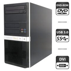 Комп'ютер ExOne Premico Tower / Intel Core i3-4130 (2 (4) ядра по 3.4 GHz) / 4 GB DDR3 / 250 GB HDD / Intel HD Graphics 4400 / DVD-ROM / 300W