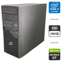 Компьютер Fujitsu Esprimo P700 E90+ Tower / Intel Core i7-2600 (4 (8) ядра по 3.4 - 3.8 GHz) / 16 GB DDR3 / 240 GB SSD / nVidia GeForce GT 730, 2 GB GDDR3, 128-bit / DVD-ROM