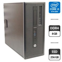 Компьютер HP EliteDesk 800 G2 Tower / Intel Core i5-6500 (4 ядра по 3.2 - 3.6 GHz) / 8 GB DDR4 / 256 GB SSD / Intel HD Graphics 530 / DVD-ROM / VGA