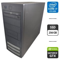 Ігровий ПК NoName Tower / Intel Core i7-8700 (6 (12) ядер по 3.2 - 4.6 GHz) / 16 GB DDR4 / 256 GB SSD / nVidia GeForce GTX 1070, 8 GB GDDR5, 256-bit / DVD-ROM