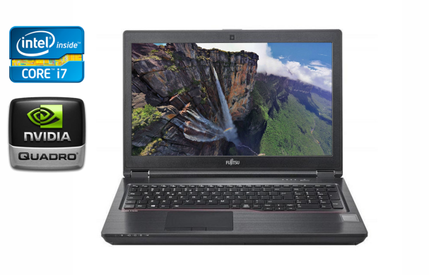 Мобільна робоча станція Б-клас Fujitsu Celsius H780 / 15.6" (1920x1080) IPS / Intel Core i7-8750H (6 (12) ядер по 2.2 - 4.1 GHz) / 32 GB DDR4 / 512 GB SSD / nVidia Quadro P600, 4 GB GDDR5, 128-bit / HDMI / WebCam / Windows 10