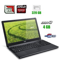 Ноутбук Acer Aspire E1-522G / 15.6" (1366x768) TN LED / AMD A4-5000 (4 ядра по 1.5 GHz) / 4 GB DDR3 / 320 GB HDD / AMD Radeon HD 8330 / DVD-RW
