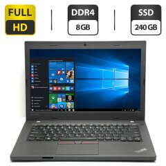 Ноутбук Б-класс Lenovo ThinkPad L470 / 14" (1920x1080) IPS / Intel Core i5-7200U (2 (4) ядра по 2.5 - 3.1 GHz) / 8 GB DDR4 / 240 GB SSD / Intel HD Graphics 620 / WebCam / Windows 10 Pro