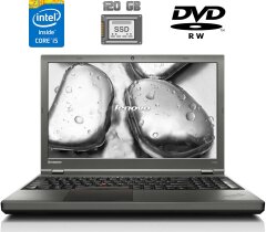 Ноутбук Lenovo ThinkPad T540p / 15.6" (1366x768) TN / Intel Core i5-4300M (2 (4) ядра по 2.6 - 3.3 GHz) / 4 GB DDR3 / 120 GB SSD / Intel HD Graphics 4600 / WebCam / DVD-RW / miniDP / Windows 10 лицензия