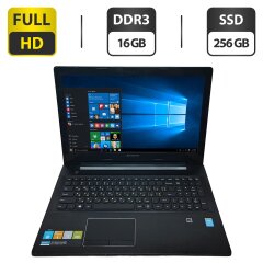 Ноутбук Lenovo Z50-70 / 15.6" (1920x1080) TN / Intel Core i5-4210U (2 (4) ядра по 1.7 - 2.7 GHz) / 16 GB DDR3 / 256 GB SSD / Intel HD Graphics 4400 / WebCam / DVD-ROM