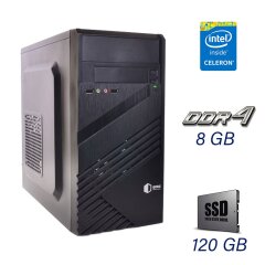 Новий комп'ютер QUBE QB05M Tower / Intel Celeron G4900 (2 ядра по 3.1 GHz) / 8 GB DDR4 (2666 MHz) / 120 GB SSD / 400W / H310