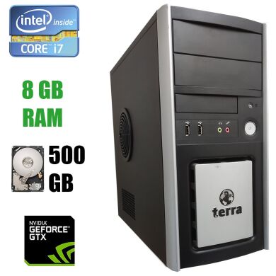 Компьютер Terra Tower / Intel Core i7-2600 (4(8) ядра по 3.4 - 3.8 GHz) / 8 GB DDR3 / 500 GB HDD / nVidia GeForce GTX 1060 3GB 192bit