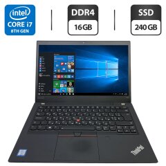 Ультрабук Б-класс Lenovo ThinkPad T490 / 14" (1920x1080) IPS / Intel Core i7-8565U (4 (8) ядра по 1.8 - 4.6 GHz) / 16 GB DDR4 / 240 GB SSD / Intel UHD Graphics / WebCam
