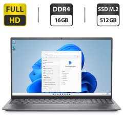 Ультрабук Dell Inspiron 15 5515 / 15.6" (1920x1080) IPS Touch / AMD Ryzen 5 5500U (6 (12) ядер по 2.1 - 4.0 GHz) / 16 GB DDR4 / 512 GB SSD M.2 / AMD Radeon Graphics / WebCam / Windows 11 Home