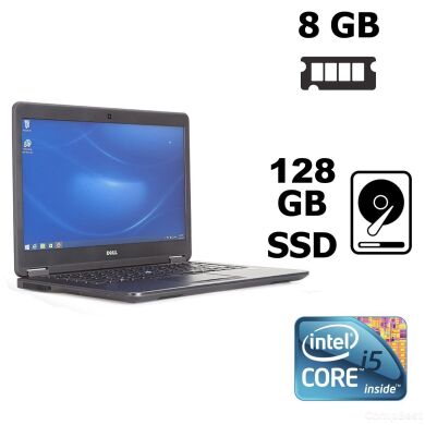 Ультрабук Dell Latitude E7450 / 14'' (1366х768) / Intel Core i5-5200U (2 (4) ядра по 2.2 - 2.7 GHz) / 8GB DDR3 / 128GB SSD / Intel HD Graphics 5500 / HDMI, WebCam 