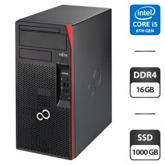 Компьютер Fujitsu Esprimo P757 E85 Tower / Intel Core i5-6400 (4 ядра по 2.7 - 3.3 GHz) / 16 GB DDR4 / 1000 GB SSD / Intel HD Graphics 530 / Windows 11 Pro