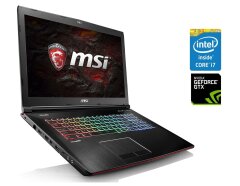 Игровой ноутбук Б-класс MSI GE72VR 7RF Apache Pro / 17.3" (1920x1080) TN / Intel Core i7-7700HQ (4 (8) ядра по 2.8 - 3.8 GHz) / 16 GB DDR4 / 128 GB SSD M.2 + 1000 GB HDD / nVidia GeForce GTX 1060, 3 GB GDDR5, 192-bit / WebCam