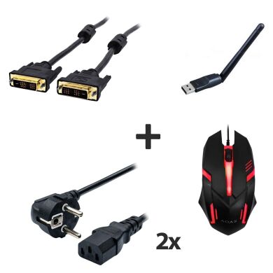 Новая игровая мышка + Кабель питания (2x) + Кабель DVI + Wi-Fi адаптер