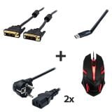 Нова ігрова мишка + Кабель живлення (2x) + Кабель DVI + Wi-Fi адаптер