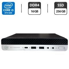 Комп'ютер HP EliteDesk 800 G4 USFF / Intel Core i5-8400T (6 ядер по 1.7 - 3.3 GHz) / 16 GB DDR4 / 256 GB SSD / Intel HD Graphics 630 / Блок живлення