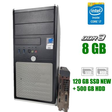 Ігровий ПК EuroCom Tower / Intel Core i7-3770 (4 (8) ядра по 3.4 - 3.9 GHz) / 8 GB DDR3 / 120 GB SSD NEW + 500 GB HDD / AMD Radeon RX 470, 4 GB DDR5, 256-bit / 600W NEW 