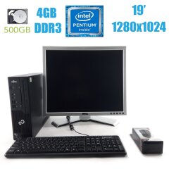 Fujitsu c710 SFF / Intel Pentium G620 (2 ядра по 2.6GHz) / 4GB DDR3 / 500GB HDD + монитор Dell 1907 / 19' / 1280x1024 / DVI