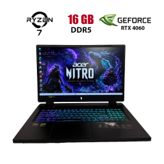 Ігровий ноутбук Б-клас Acer Nitro 17 AN17-42 / 17.3" (1920x1200) IPS / AMD Ryzen 7 8845HS (8 (16) ядер по 3.8 - 5.1 GHz) / 16 GB DDR5 / 1000 GB SSD / nVidia GeForce RTX 4060, 8 GB GDDR6, 128-bit / WebCam