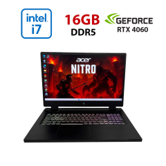 Ігровий ноутбук Б-клас Acer Nitro 17 AN17-51 / 17.3" (2560x1440) IPS / Intel Core i7-13700H (14 (20) ядер по 3.7 - 5.0 GHz) / 16 GB DDR5 / 1000 GB SSD NVMe / nVidia GeForce RTX 4060, 8 GB GDDR6, 128-bit / WebCam