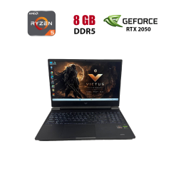 Ігровий ноутбук HP Victus 15-fb1013dx / 15.6" (1920x1080) IPS / AMD Ryzen 5 7535HS (6 (12) ядер по 3.3 - 4.55 GHz) / 8 GB DDR5 / 512 GB SSD M.2 / nVidia GeForce RTX 2050, 4 GB GDDR6, 64-bit / WebCam