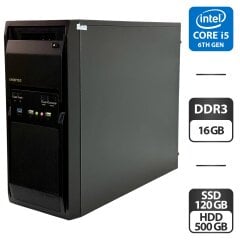 Комп'ютер Chieftec Libra Black (LG-01B-OP) Tower / Intel Core i5-6500 (4 ядра по 3.2 - 3.6 GHz) / 16 GB DDR3 / 120 GB SSD + 500 GB HDD / Intel HD Graphics 530 / 500W