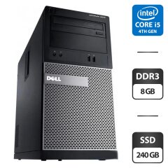 Компьютер Dell OptiPlex 3010 Tower / Intel Core i5-3470 (4 ядра по 3.2 -3.6 GHz) / 8 GB DDR3 / 240 GB SSD / Intel HD Graphics 2500 / DVD-ROM
