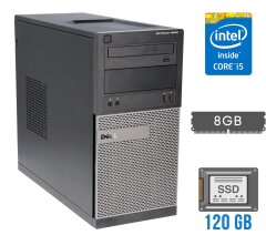 Компьютер Dell OptiPlex 3020 Tower / Intel Core і5-4570 (4 ядра по 3.2 - 3.6 GHz) / 8 GB DDR3 / 120 GB SDD / Intel HD Graphics 4600 / 290W / DVD-RW / DisplayPort