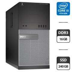 Компьютер Dell OptiPlex 7020 Tower / Intel Core i5-4590 (4 ядра по 3.3 - 3.7 GHz) / 16 GB DDR3 / 240 GB SSD / Intel HD Graphics 4600