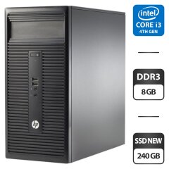 Компьютер HP 280 G1 Tower / Intel Core i3-4130 (2 (4) ядра по 3.4 GHz) / 8 GB DDR3 / 240 GB SSD NEW / Intel HD Graphics 4400 / VGA / Windows 10 Pro