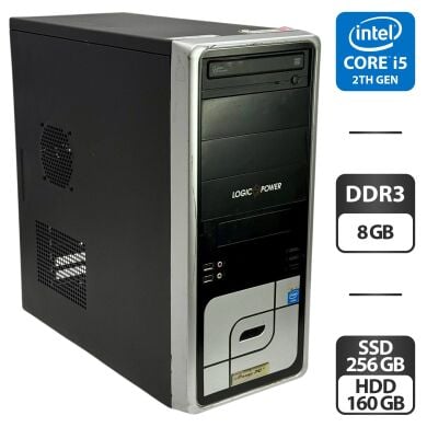 Компьютер LogicPower DQ67EP Tower / Intel Core i5-2500S (4 ядра по 2.7 - 3.7 GHz) / 8 GB DDR3 / 256 GB SSD + 160 GB HDD / Intel HD Graphics 2000 / DVD-ROM