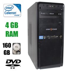Logic Power Tower / Intel Celeron E3400 (2 ядра по 2.60 GHz) / 4 GB DDR3 / 160 GB HDD / DVD-RW
