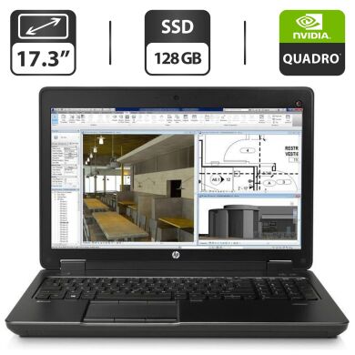 Мобільна робоча станція Б-клас HP ZBook 17 G2 / 17.3" (1600x900) TN / Intel Core i7-4710MQ (4 (8) ядра по 2.5 - 3.5 GHz) / 12 GB DDR3 / 128 GB SSD / nVidia Quadro K1100M, 2 GB GDDR5, 128-bit / WebCam / DVD-ROM / HDMI