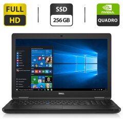 Мобільна робоча станція Dell Precision 3520 / 15.6" (1920x1080) IPS / Intel Core i7-7700HQ (4 (8) ядра по 2.8 - 3.8 GHz) / 16 GB DDR4 / 256 GB SSD / nVidia Quadro M620, 2 GB GDDR5, 128-bit / WebCam / HDMI