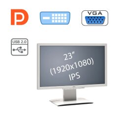 Монитор Б класс Fujitsu P23T-6 / 23" (1920x1080) IPS / 1x DP, 1x DVI, 1x VGA, 1x Audio Port Combo, 1x USB-Hub / встроенные колонки 2x 1.5W