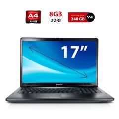 Ноутбук Б-клас Samsung NP355E7C / 17.3" (1600x900) TN / AMD A4-4300M (2 ядра по 2.5 - 3.0 GHz) / 8 GB DDR3 / 240 GB SSD / AMD Radeon HD 7420G Graphics / WebCam