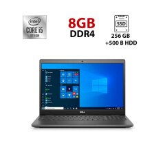 Ноутбук Б-клас Dell Latitude 3510 / 15.6" (1366x768) TN / Intel Core i5-10210U (4 (8) ядра по 1.6 - 4.2 GHz) / 8 GB DDR4 / 256 GB SSD + 500 GB HDD / Intel UHD Graphics / WebCam