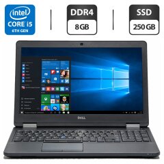 Ноутбук Dell Latitude E5570 / 15.6" (1366x768) TN / Intel Core i5-6440HQ (4 ядра по 2.6 - 3.5 GHz) / 8 GB DDR4 / 250 GB SSD / Intel HD Graphics 530 / WebCam / HDMI
