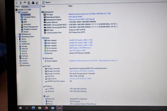 Ноутбук Dell Latitude E6440 / 14" (1920x1080) TN / Intel Core i5-4310M (2 (4) ядра по 2.7 - 3.4 GHz) / 12 GB DDR3 / 512 GB SSD NEW / AMD Radeon HD 8690M, 1 GB GDDR5, 64-bit / WebCam / DVD-ROM / Windows 10 Pro