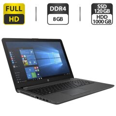 Ноутбук Б-клас HP Laptop 15-bs0xx / 15.6" (1920x1080) TN / Intel Core i3-6006U (2 (4) ядра по 2.0 GHz) / 8 GB DDR4 / 120 GB SSD + 1000 GB HDD / Intel HD Graphics 520 / WebCam + Бездротова мишка у подарунок