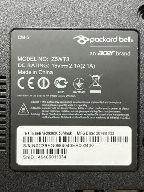 Ноутбук Packard Bell Z5WT3 / 15.6" (1366x768) TN / Intel Celeron N2920 (4 ядра по 1.86 - 2.0 GHz) / 4 GB DDR3 / 250 GB HDD / Intel HD Graphics / WebCam / АКБ не тримає