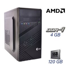 Новий комп'ютер QUBE QB05M U3 Tower / AMD Athlon 200GE (2 (4) ядра по 3.2 GHz) / 4 GB DDR4 (2400 MHz) / 120 GB SSD / 400W / PRIME A320M-R
