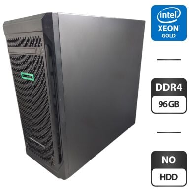 Сервер HP ProLiant ML110 G10 Tower / Intel Xeon Gold 5118 (12 (24) ядер по 2.3 - 3.2 GHz) / 96 GB DDR4 / NO HDD (SATA) 3.5"