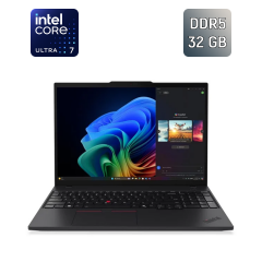 Ультрабук Lenovo ThinkPad T16 Gen4 / 16" (1920x1200) IPS / Intel Core Ultra 7 255U (12 (14) ядер по 1.7 - 5.2 GHz) / 32 GB DDR5 / 1000 GB SSD / Intel Graphics / WebCam