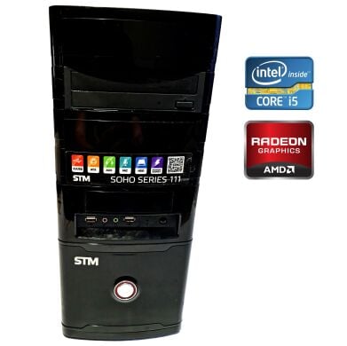 Игровой ПК STM Soho 111 Tower / Intel Core i5-7400 (4 ядра по 3.0 - 3.5 GHz) / 16 GB DDR4 / 240 GB SSD + 500 GB HDD / AMD Radeon RX 570, 8 GB GDDR5, 256-bit / 750W / DVD-RW